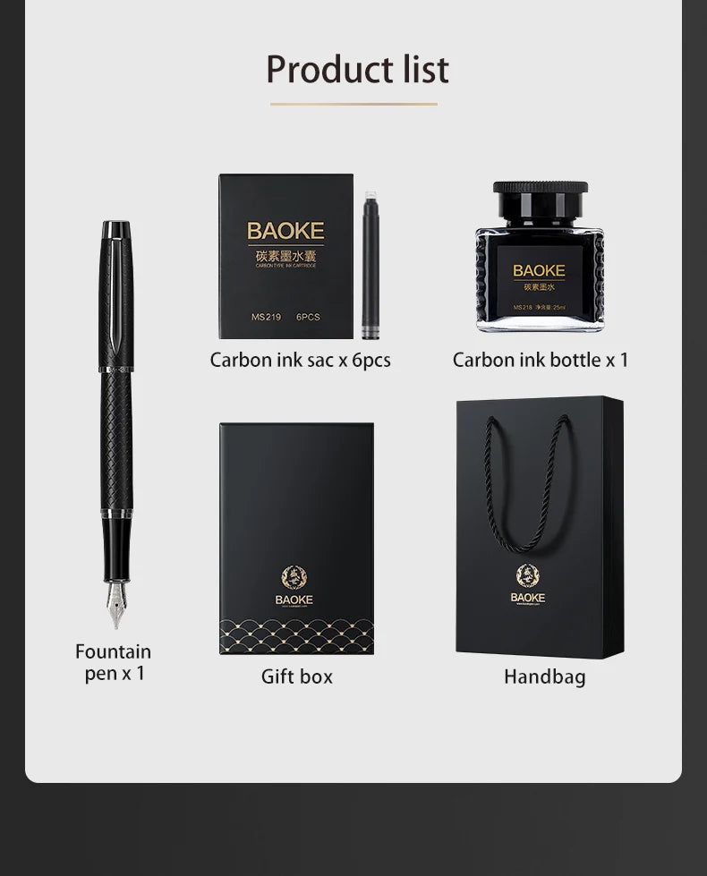 BAOKE T18/T19/T20 Fountain Pen Gift Set – Smooth Writing with Ink & Cartridges
