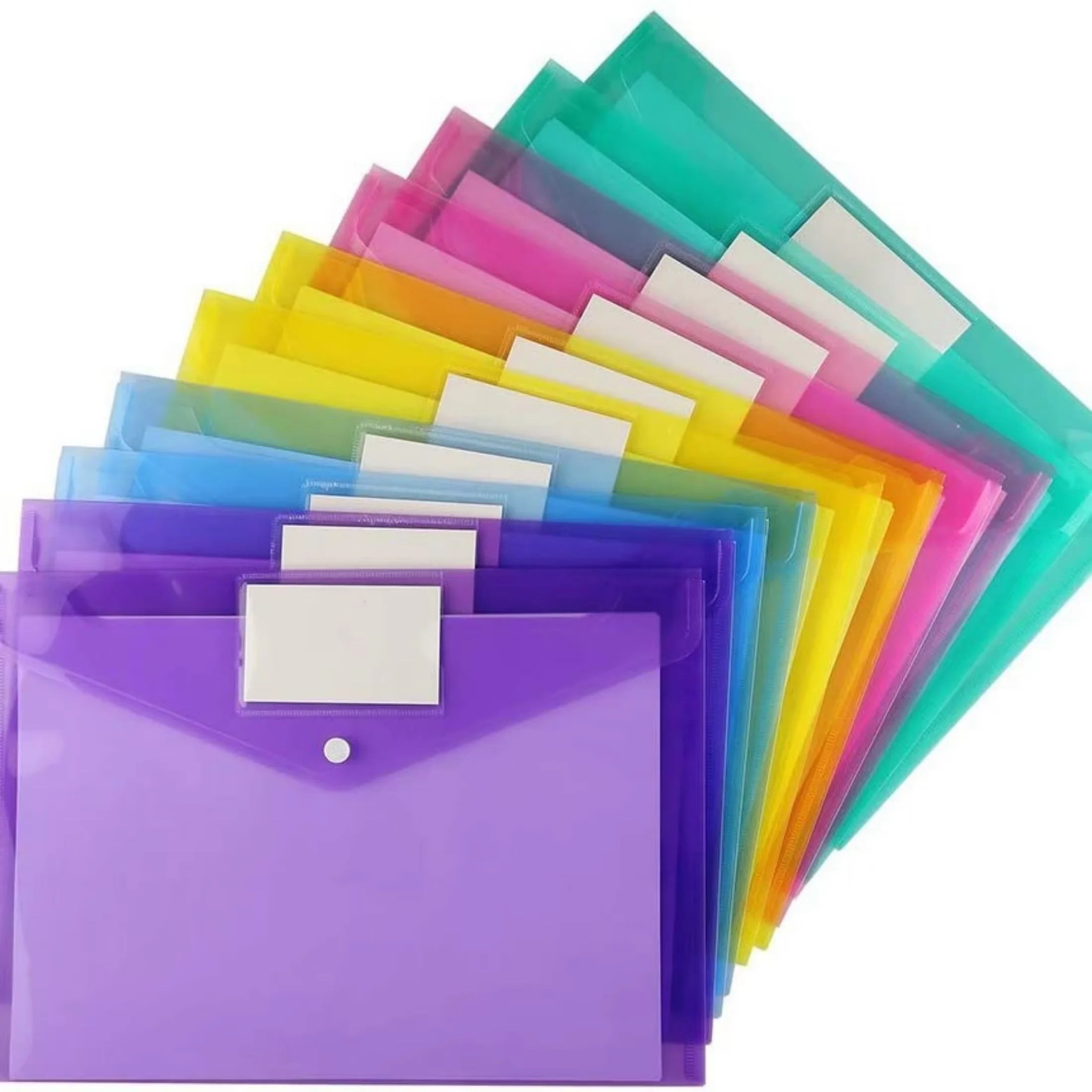 10pcs A4 Plastic Button File Bags – Colorful PP Document Storage Folders