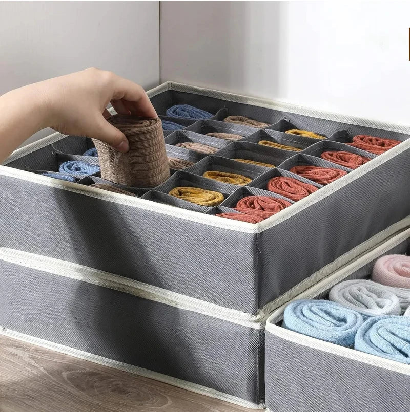 Foldable Underwear Drawer Organizer – Storage Box for Socks, Bras, Scarves & Ties