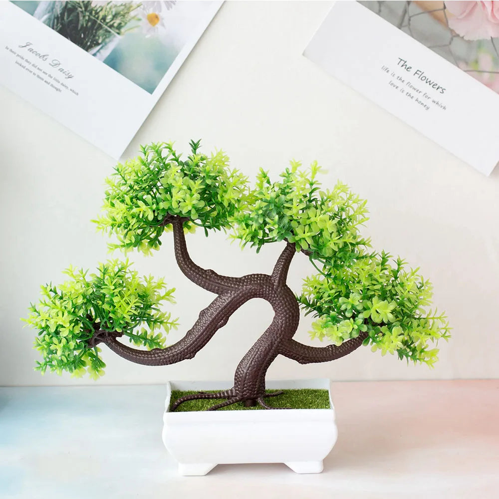 Artificial Potted Bonsai Tree – Small Fake Plant Home & Table Decor