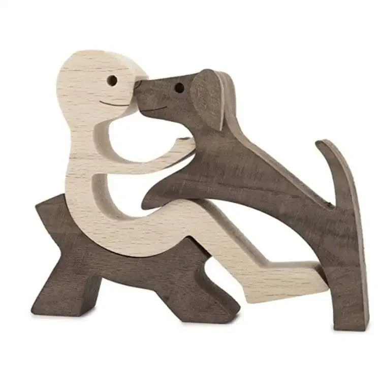 Wooden Puppy Figurine – Handmade Dog Craft Decoration & Gift