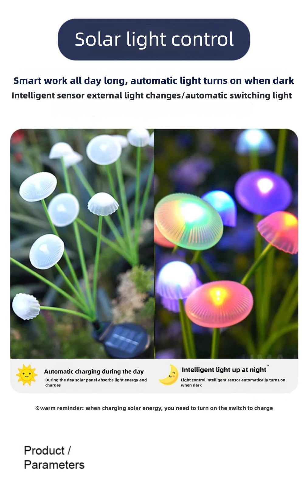 LED Solar Jellyfish Mushroom Fairy Light – RGB Waterproof Garden Lamp