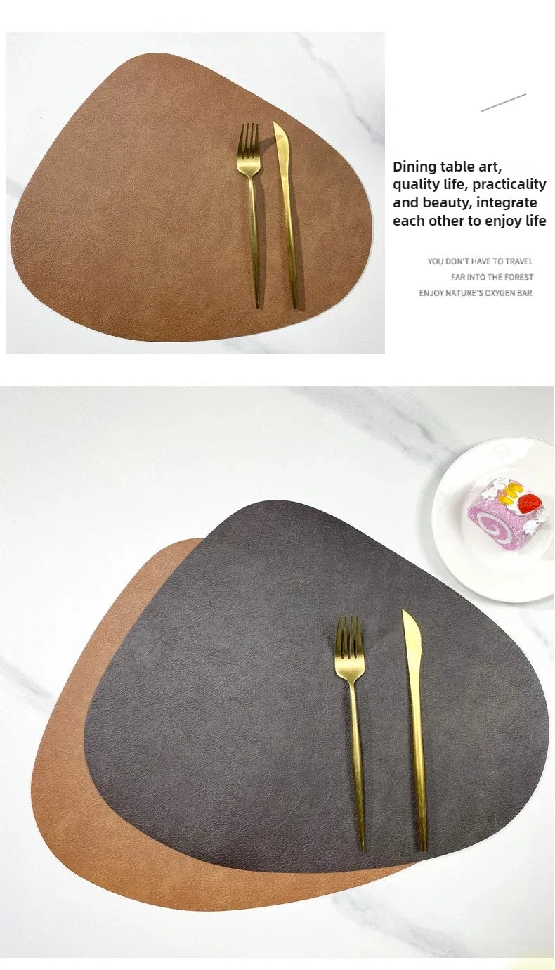 Nordic-Style Double-Sided PU Leather Placemat – Anti-Slip, Water Droplet Shape