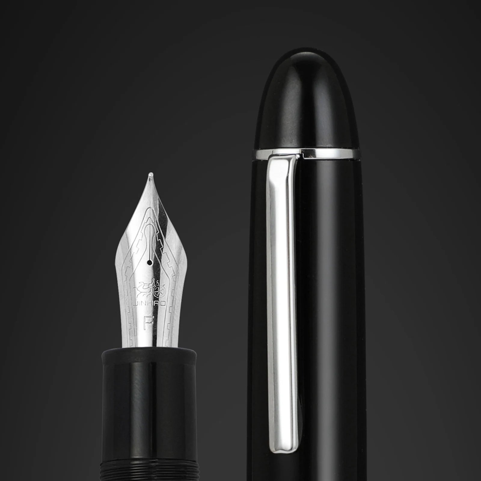 JinHao X159 Black Acrylic Fountain Pen – Fine Nib 0.5mm with Metal Clip
