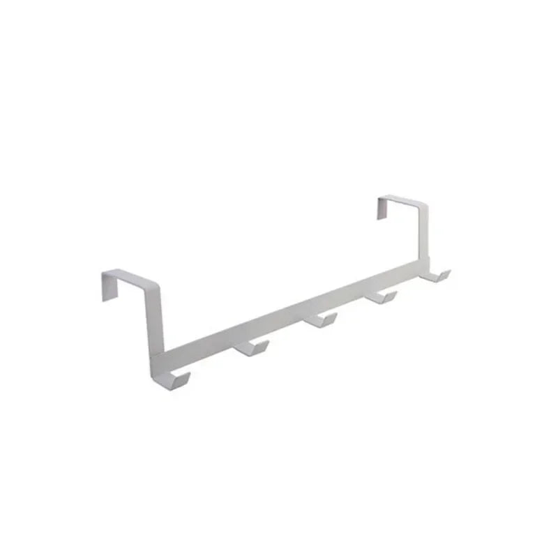 Punch-Free Over-the-Door Wrought Iron Hook Rack – 5-Row Heavy-Duty Storage Organizer