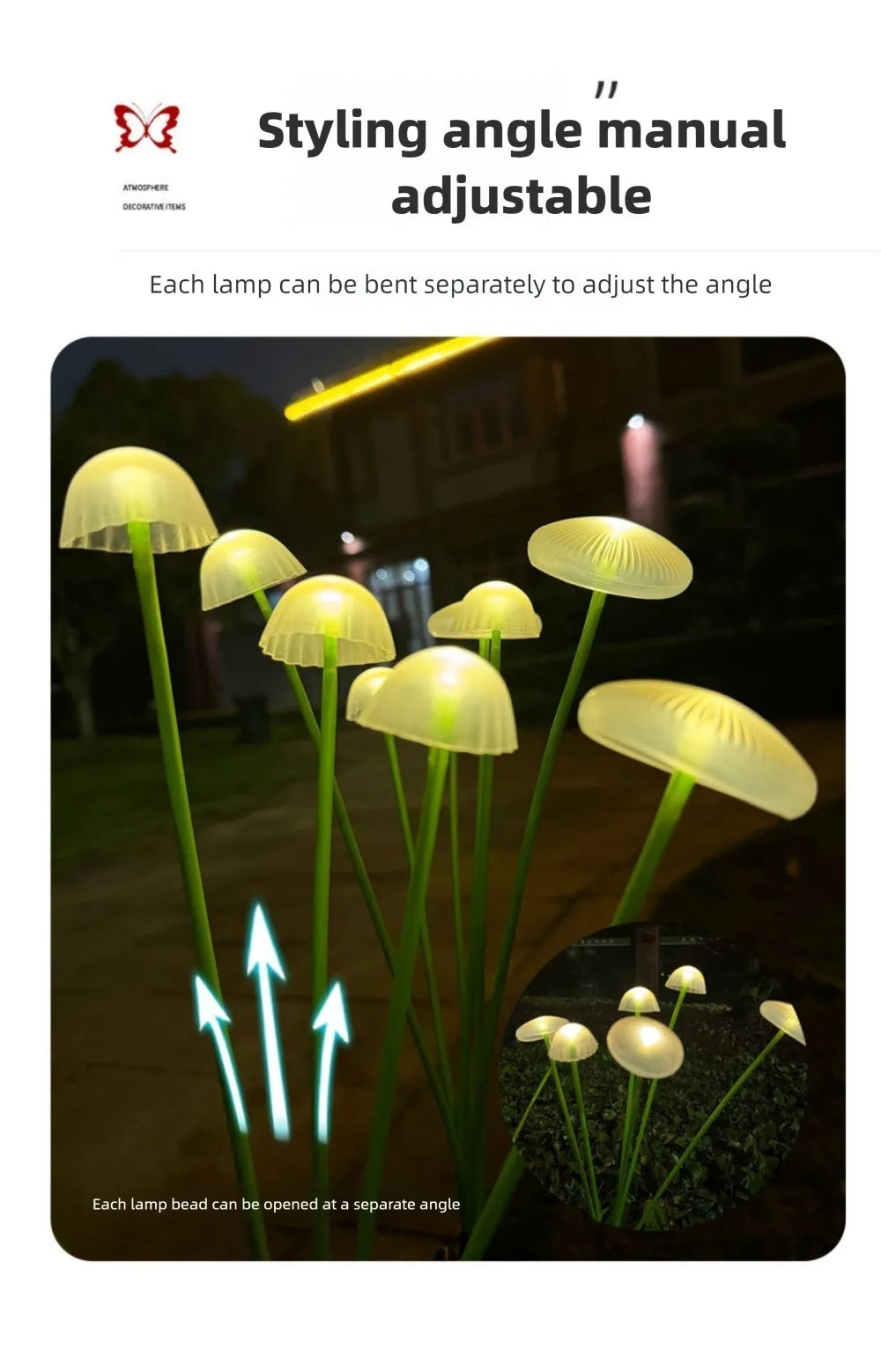 LED Solar Jellyfish Mushroom Fairy Light – RGB Waterproof Garden Lamp