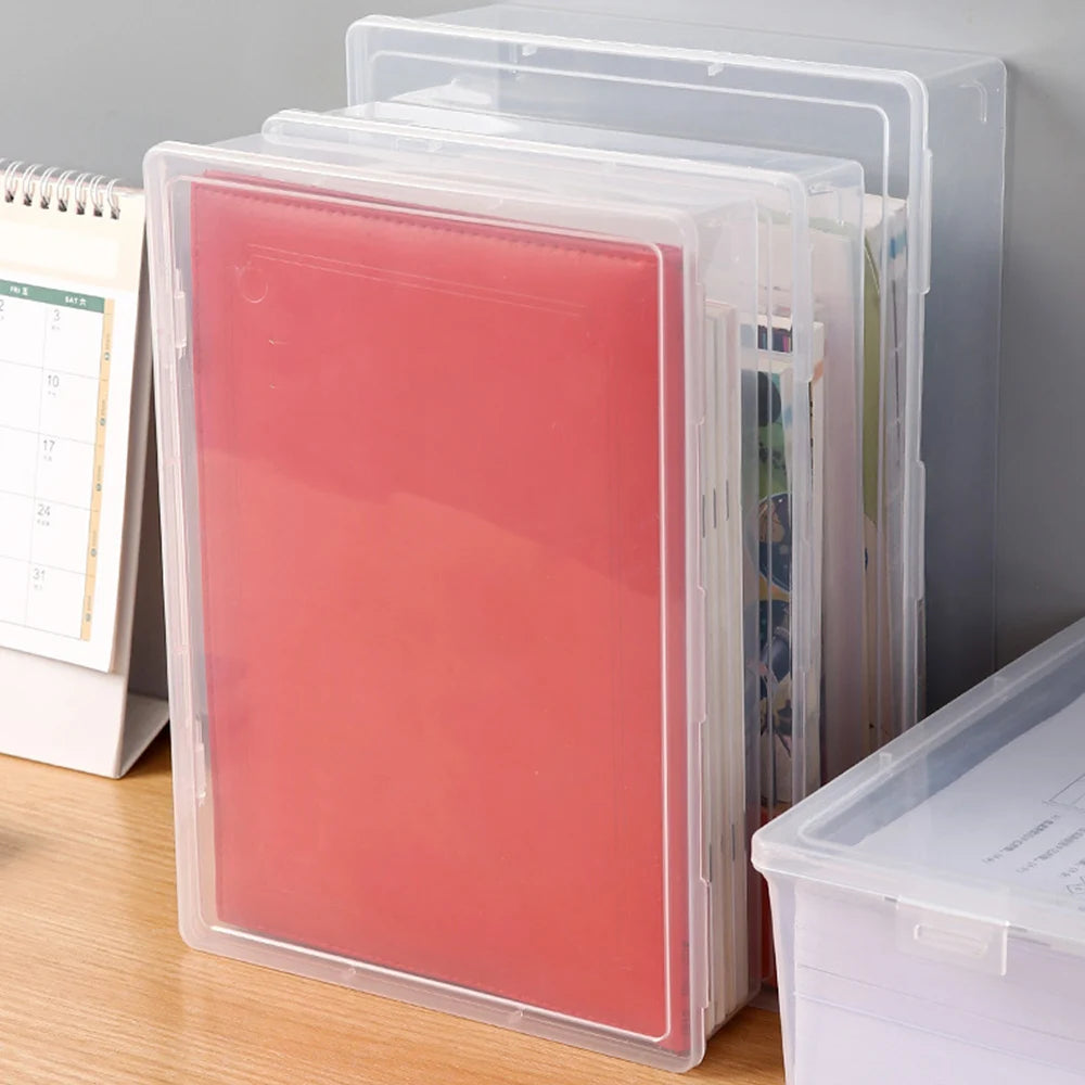 Large Capacity Transparent Plastic Document Storage Box