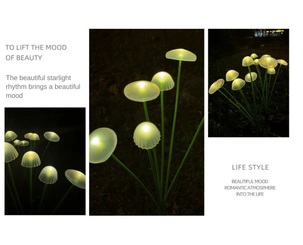 LED Solar Jellyfish Mushroom Fairy Light – RGB Waterproof Garden Lamp