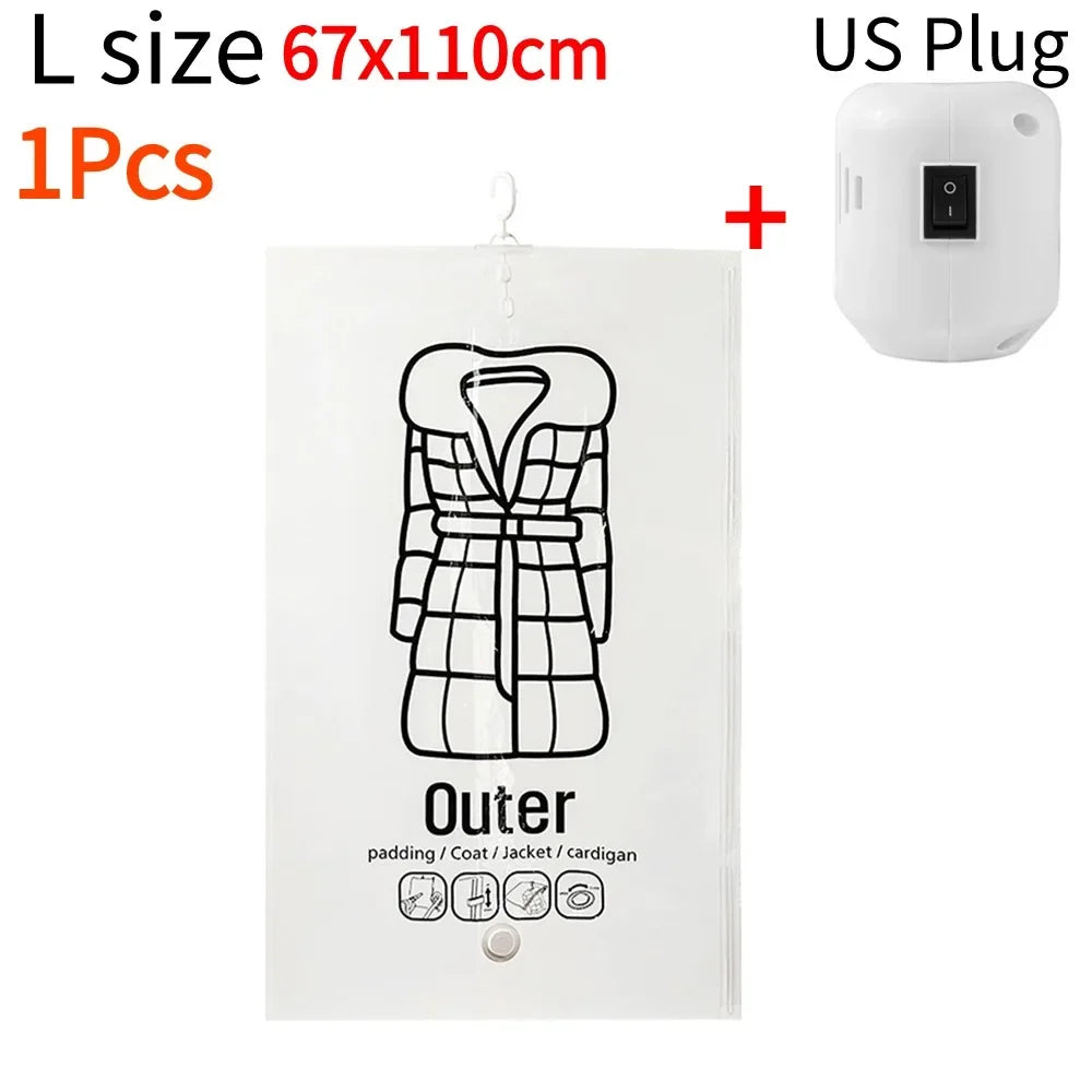 Hanging Transparent Vacuum Storage Bag with Air Pump