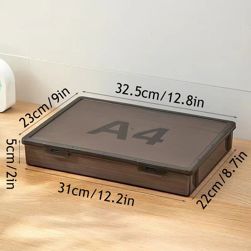 Large Capacity Transparent Plastic Document Storage Box