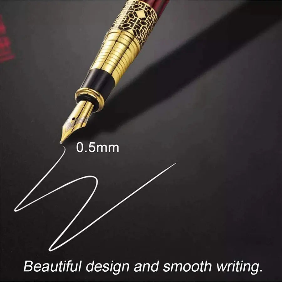 Retro Metal Fountain Pen with Replaceable Ink – Elegant Writing Gift (1–100pcs Set)