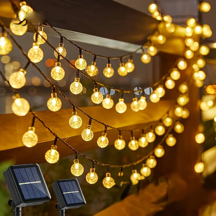 100 LED Solar Crystal Globe String Lights – Outdoor Waterproof Fairy Lights with 8 Modes