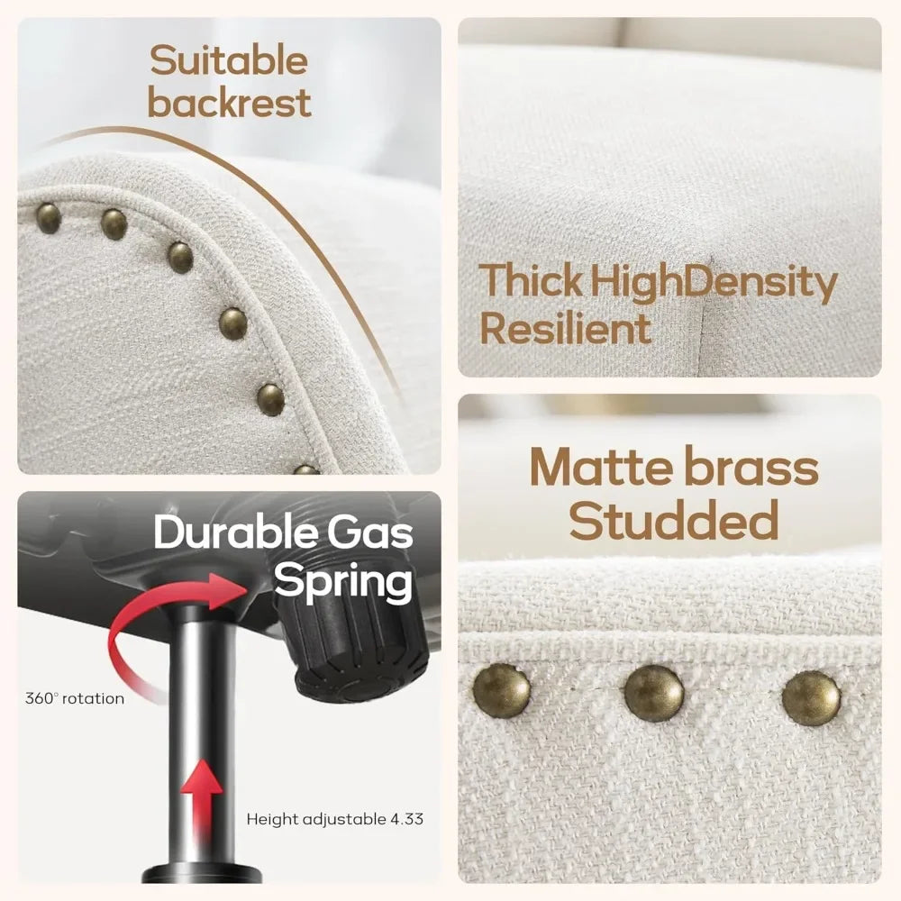 Armless Office Chair with Wooden Legs – Modern Adjustable Swivel Desk Chair for Home, Study, or Sewing