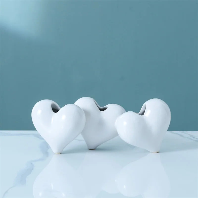 Heart-Shaped Ceramic Vase – Modern Boho Valentines Day Décor