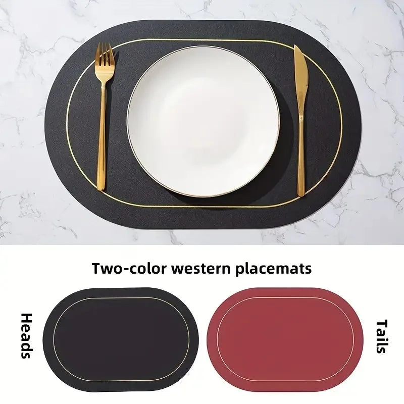 Leather Table Placemats – Heat Resistant, Waterproof, Non-Slip (1/4/6pcs)