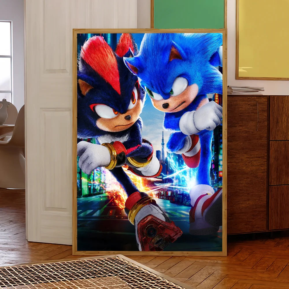 Sonic the Hedgehog 3 Poster – Self-Adhesive Cartoon Wall Sticker