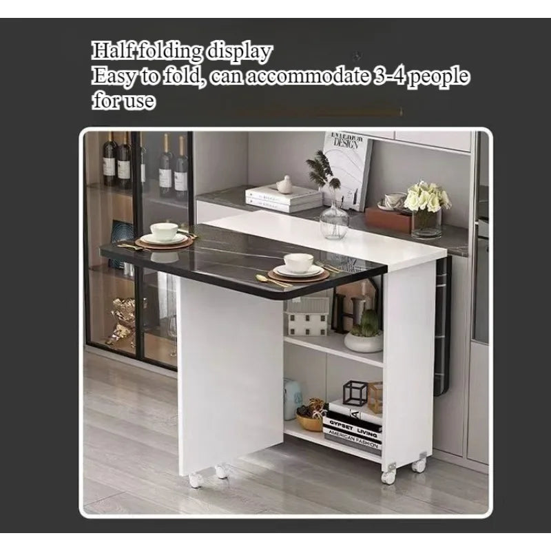 Foldable Rectangular Dining Table with Wheels – Space-Saving Multi-Functional Table for Small Apartments