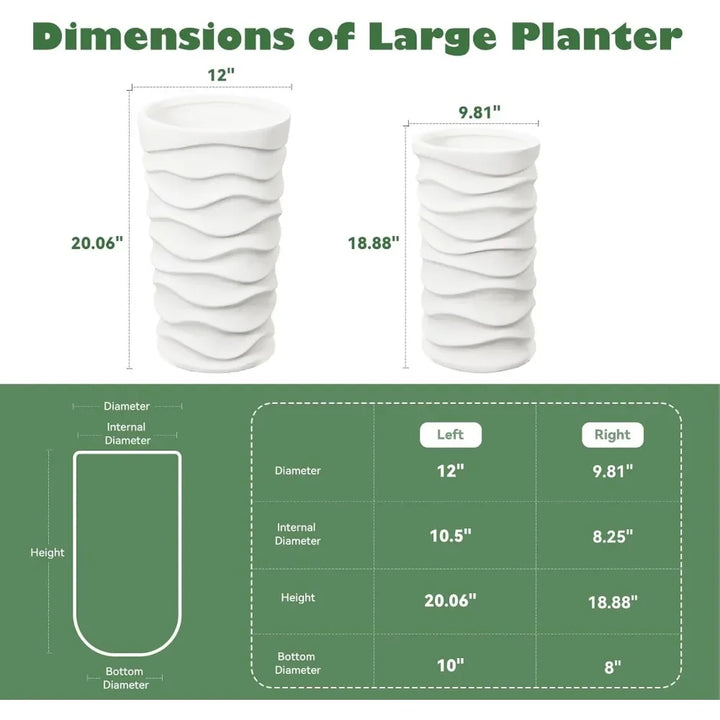 Tall Planters with Drainage – Large Indoor/Outdoor Flower Pots