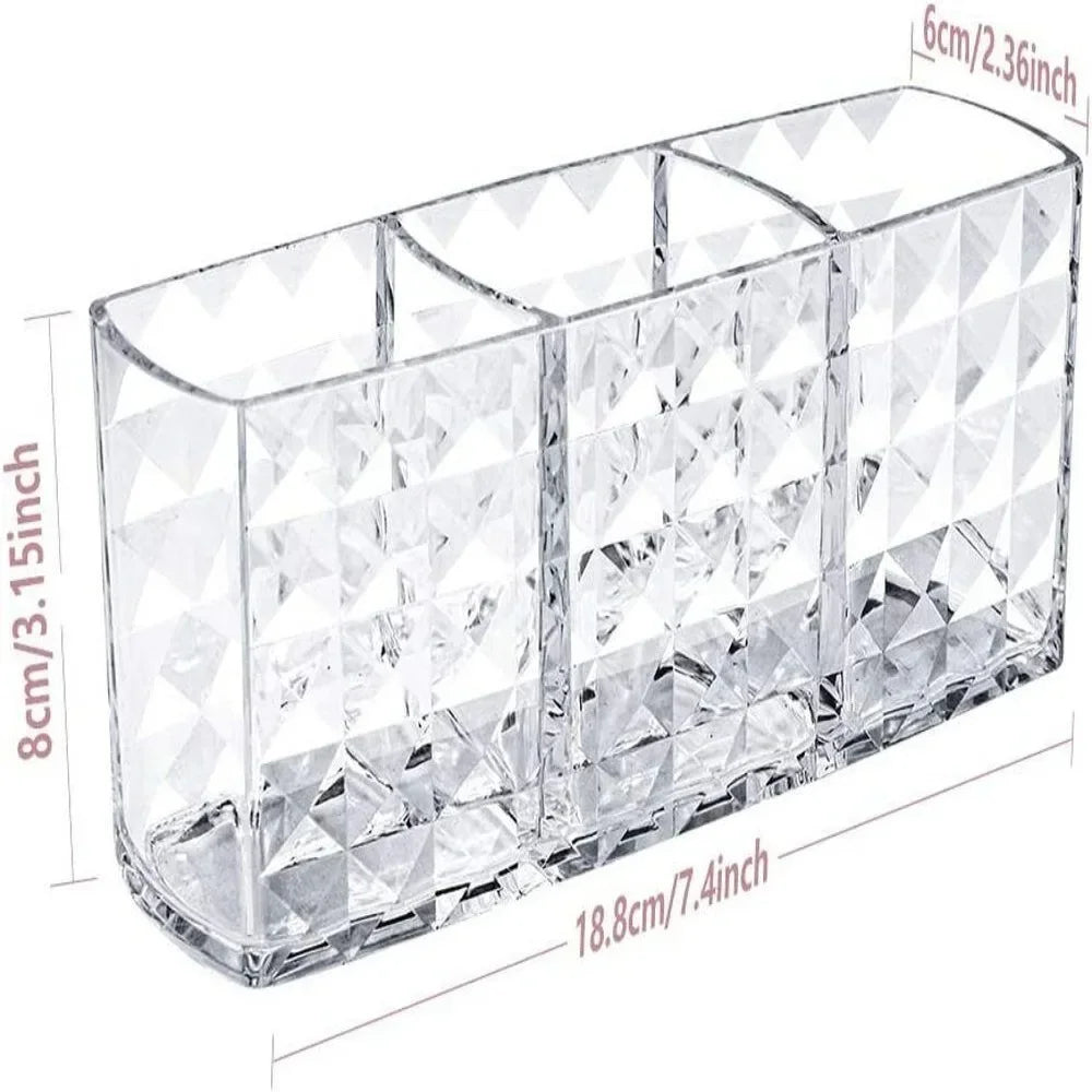 Clear Acrylic Makeup Brush & Lipstick Holder – Desk Cosmetic Organizer