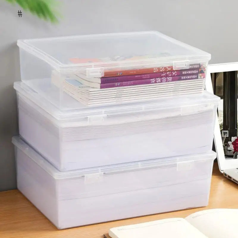 Large Capacity Transparent Plastic Document Storage Box
