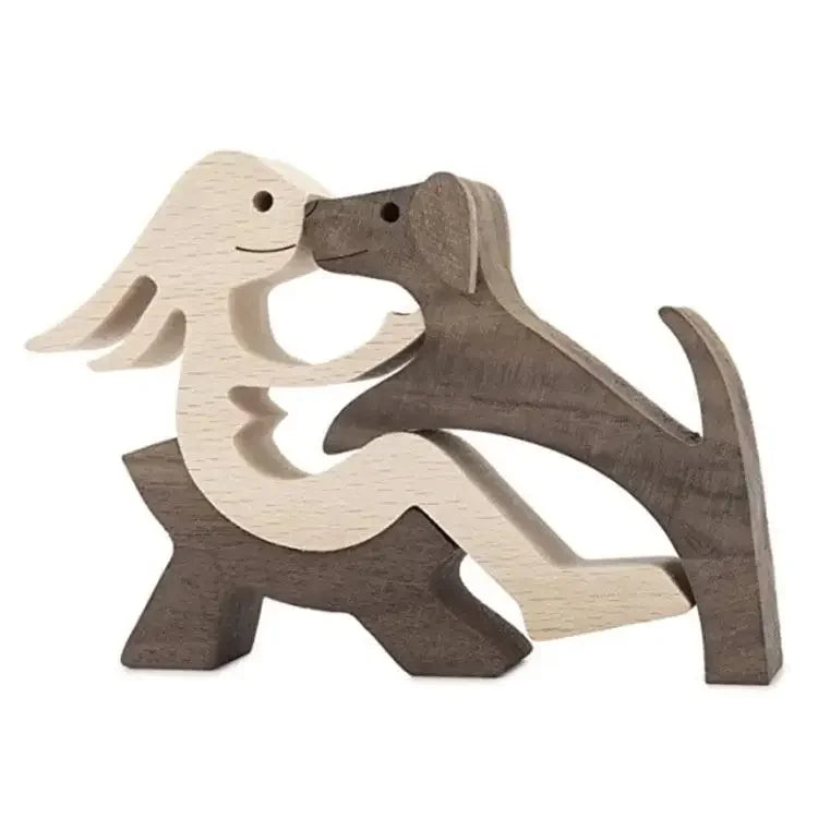 Wooden Puppy Figurine – Handmade Dog Craft Decoration & Gift