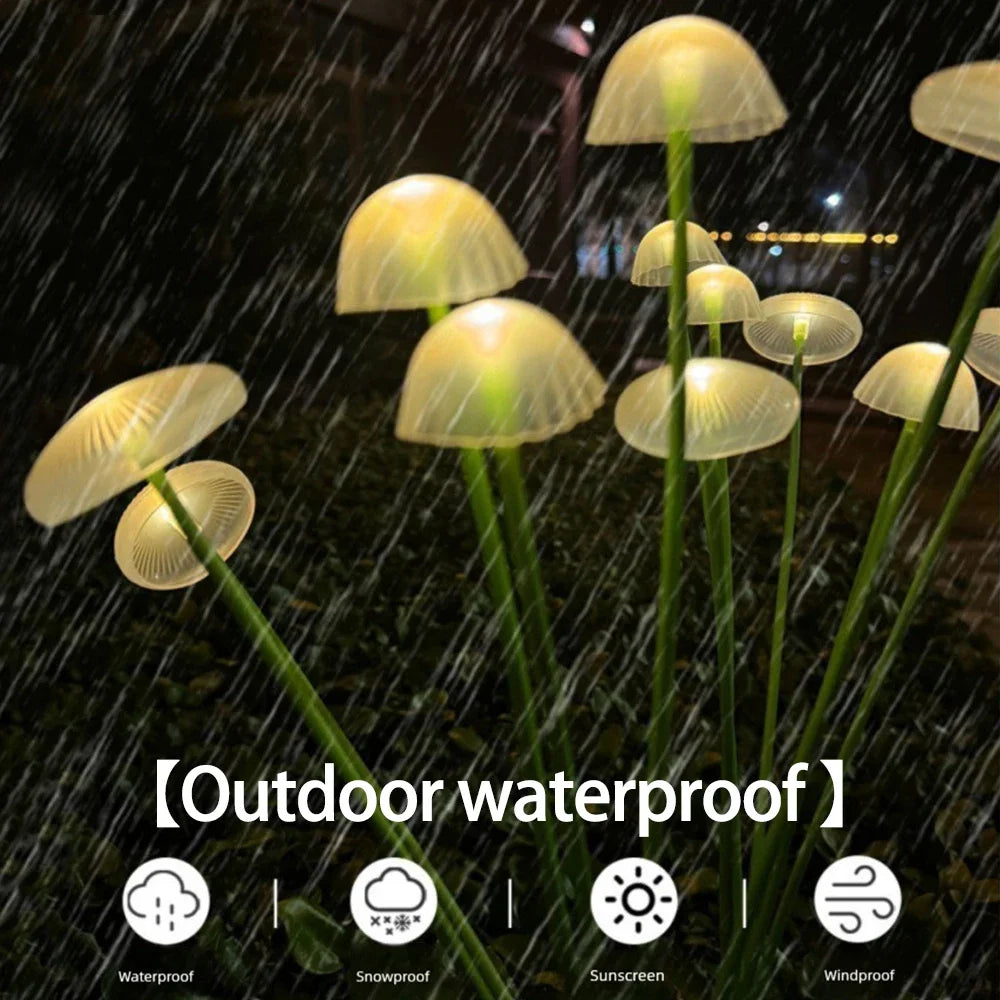 LED Solar Jellyfish Mushroom Fairy Light – RGB Waterproof Garden Lamp