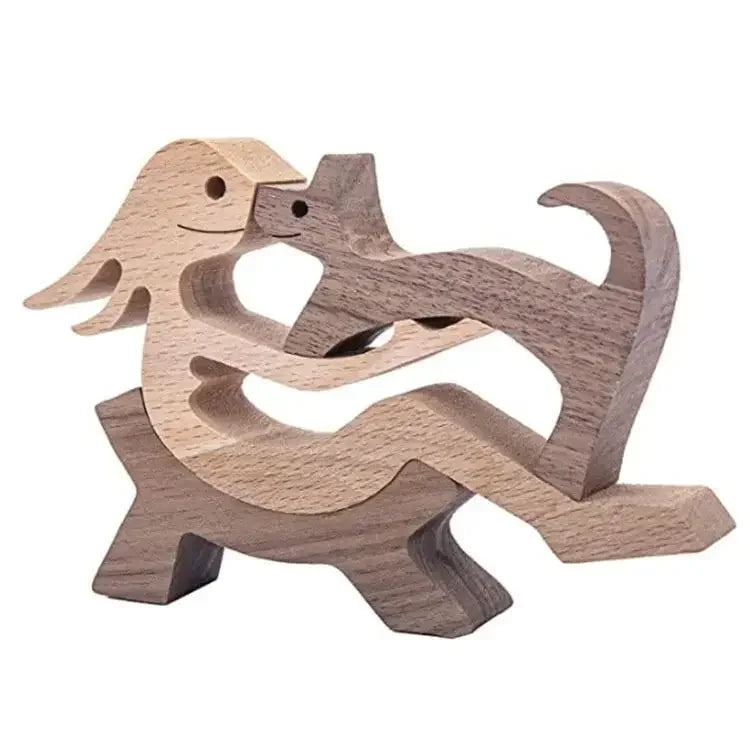 Wooden Puppy Figurine – Handmade Dog Craft Decoration & Gift