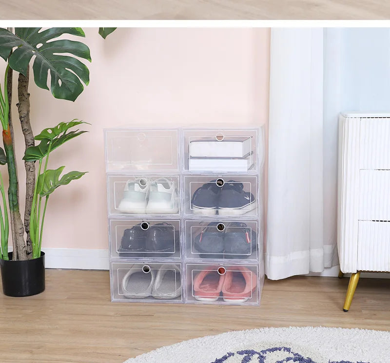 6 Pcs Transparent Dustproof Shoe Storage Boxes