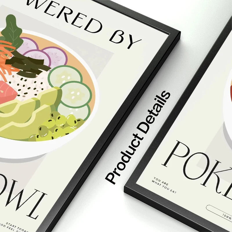 Eat More Fruits & Veggies Kitchen Wall Art – Canvas Poster (Frameless)