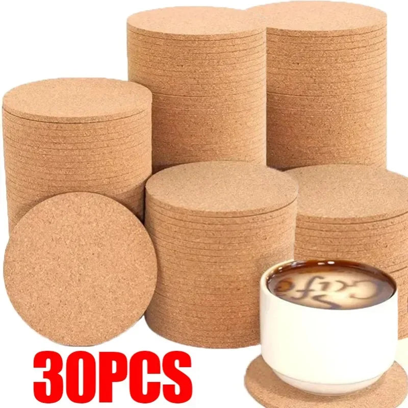 Natural Cork Coasters – Round Non-Slip Cup Mats (30/1 PCS)