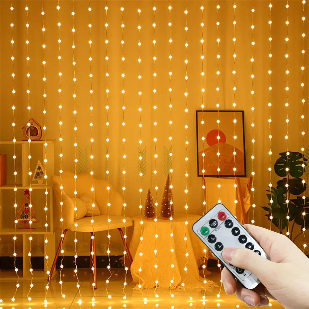 6M LED Fairy String Lights – USB Curtain Lights with 8 Modes for Outdoor & Holiday Decor