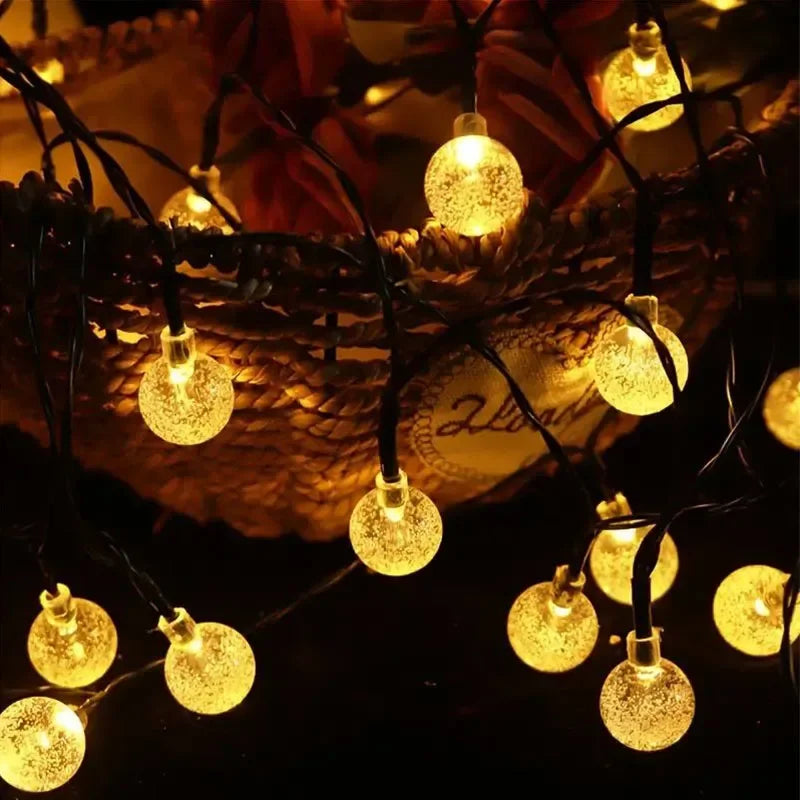 100 LED Solar Crystal Globe String Lights – Outdoor Waterproof Fairy Lights with 8 Modes