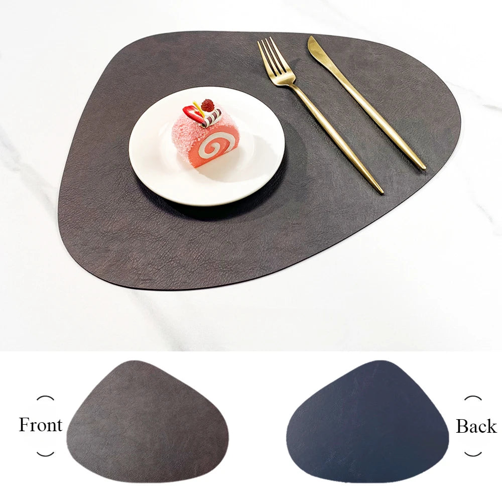 Nordic-Style Double-Sided PU Leather Placemat – Anti-Slip, Water Droplet Shape