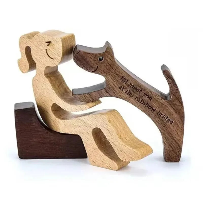 Wooden Puppy Figurine – Handmade Dog Craft Decoration & Gift