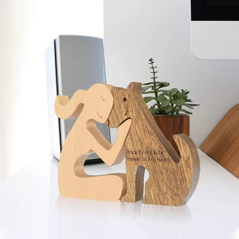 Wooden Puppy Figurine – Handmade Dog Craft Decoration & Gift