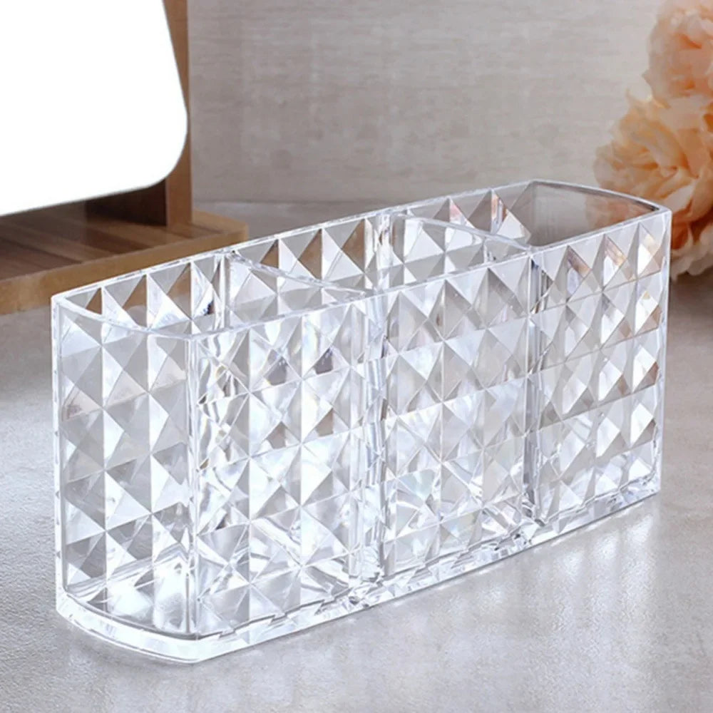 Clear Acrylic Makeup Brush & Lipstick Holder – Desk Cosmetic Organizer