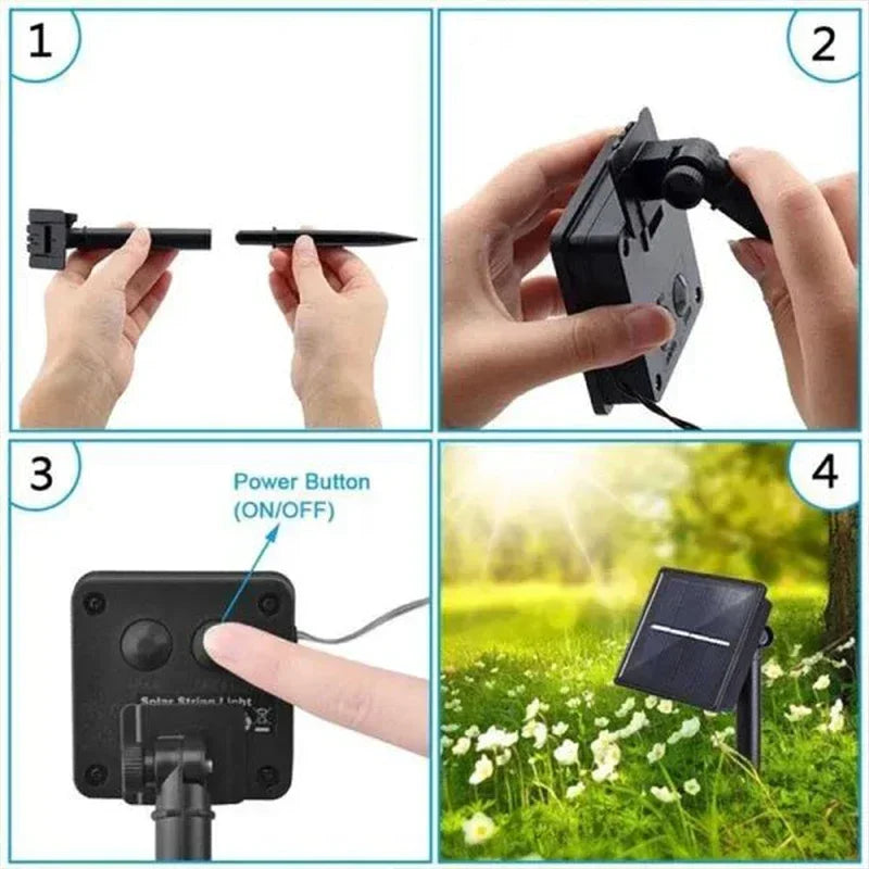 Solar Crystal Fairy String Lights – 8 Modes Waterproof Outdoor Garland