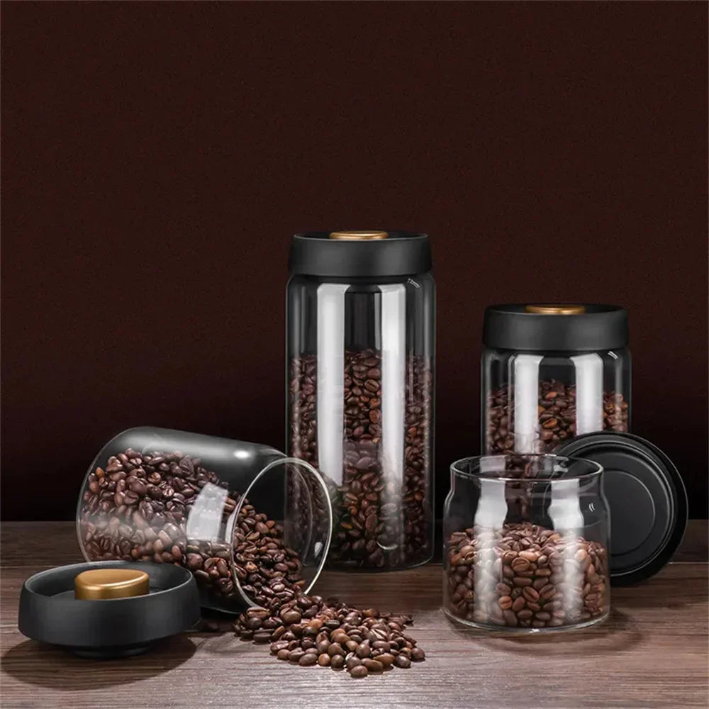 Airtight Vacuum Glass Coffee Storage Jar