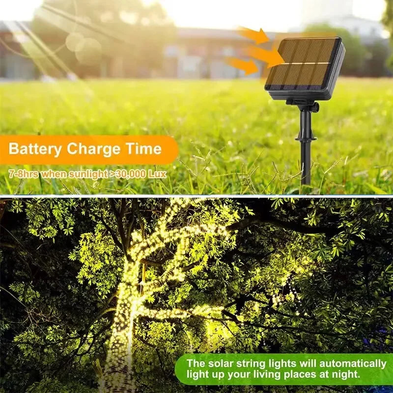 Solar Fairy Lights – 8 Modes LED Copper Wire Outdoor String Lights