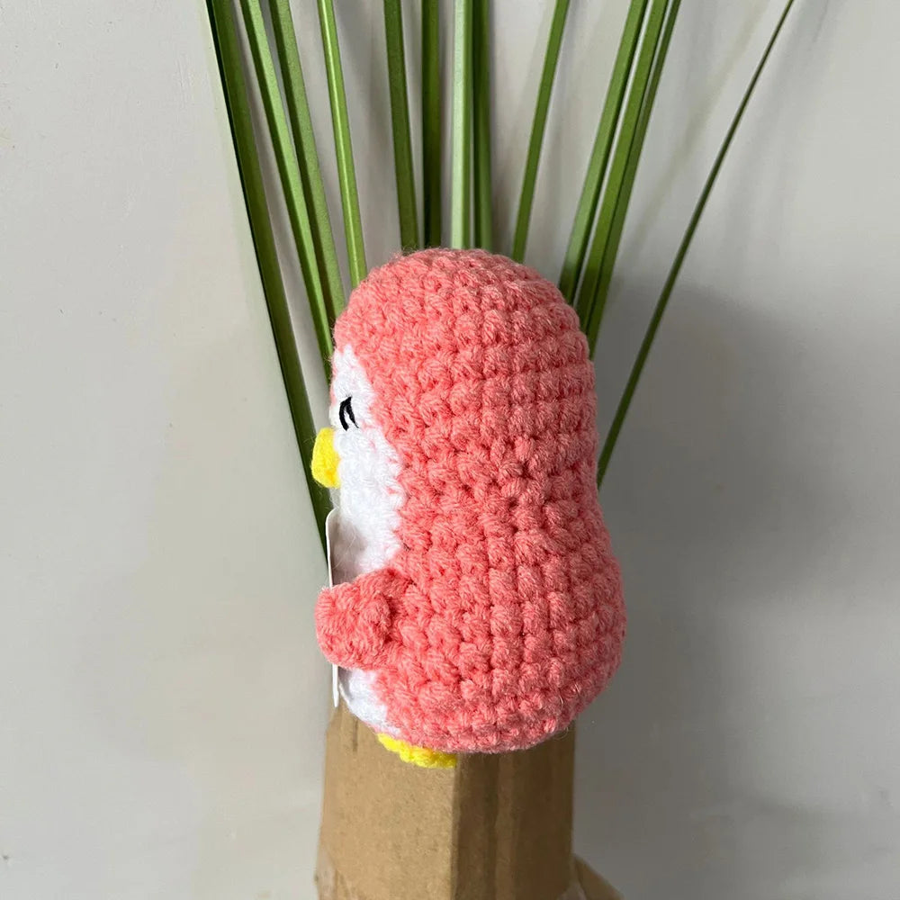 Handmade Knitted Penguin Doll with Positive Energy Card