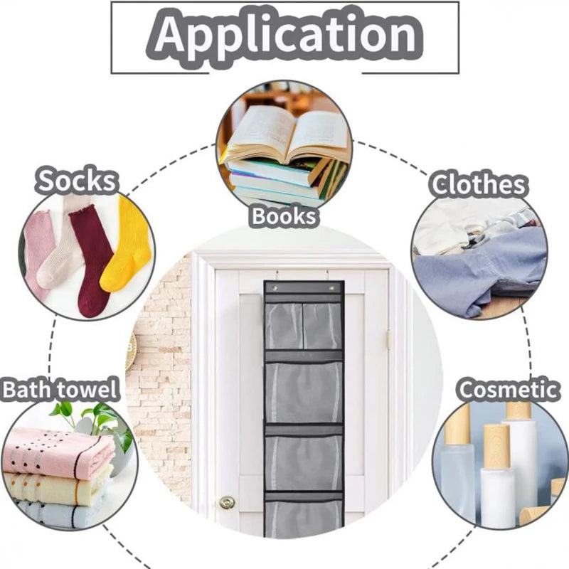 Over-the-Door Hanging Organizer with 5 Pockets – Grey