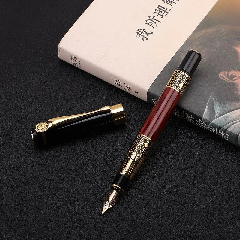Retro Metal Fountain Pen – Fine Nib Classic Writing Pen with Converter