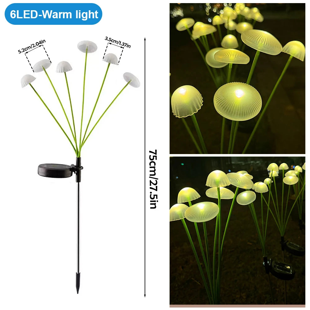 LED Solar Jellyfish Mushroom Fairy Light – RGB Waterproof Garden Lamp