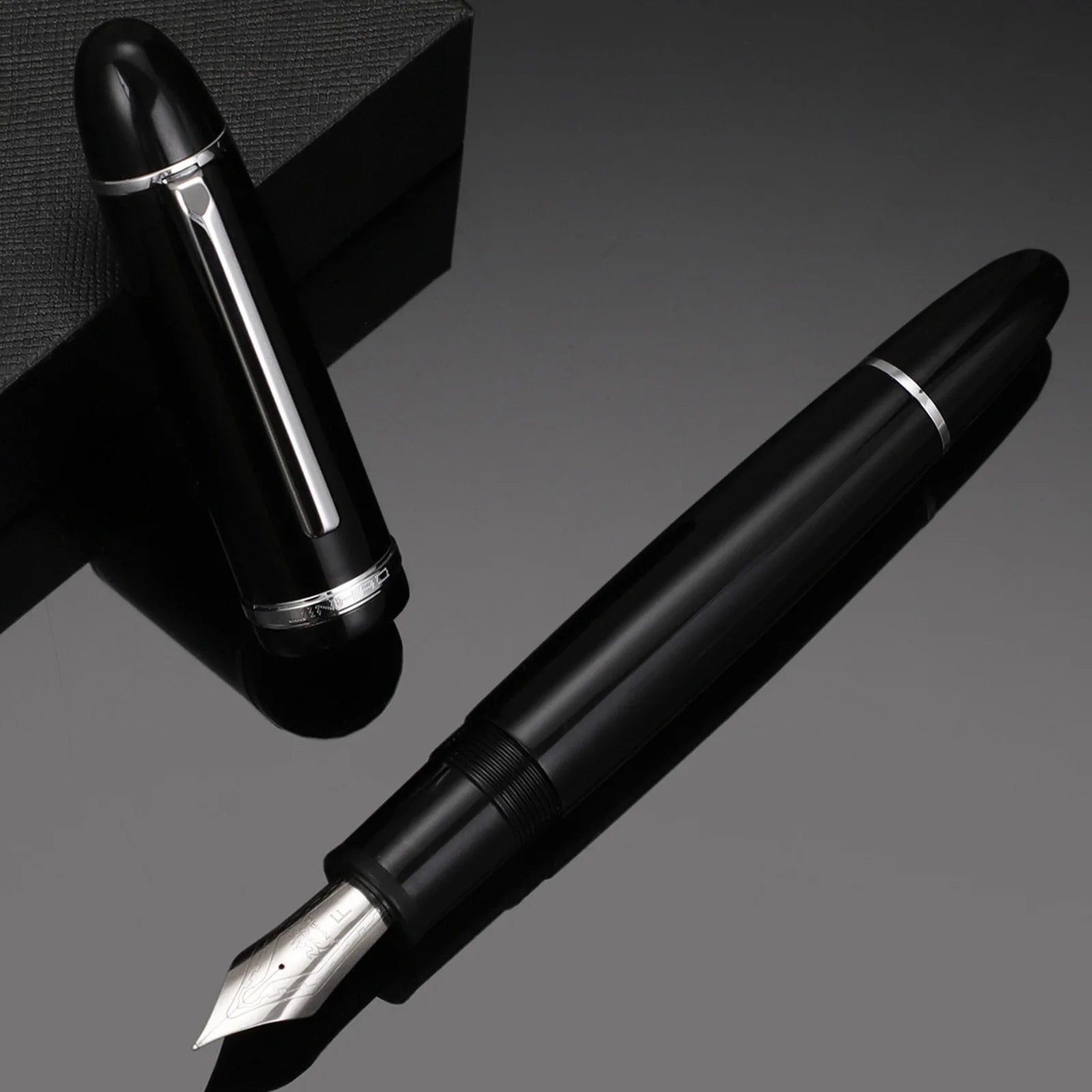 JinHao X159 Black Acrylic Fountain Pen – Fine Nib 0.5mm with Metal Clip