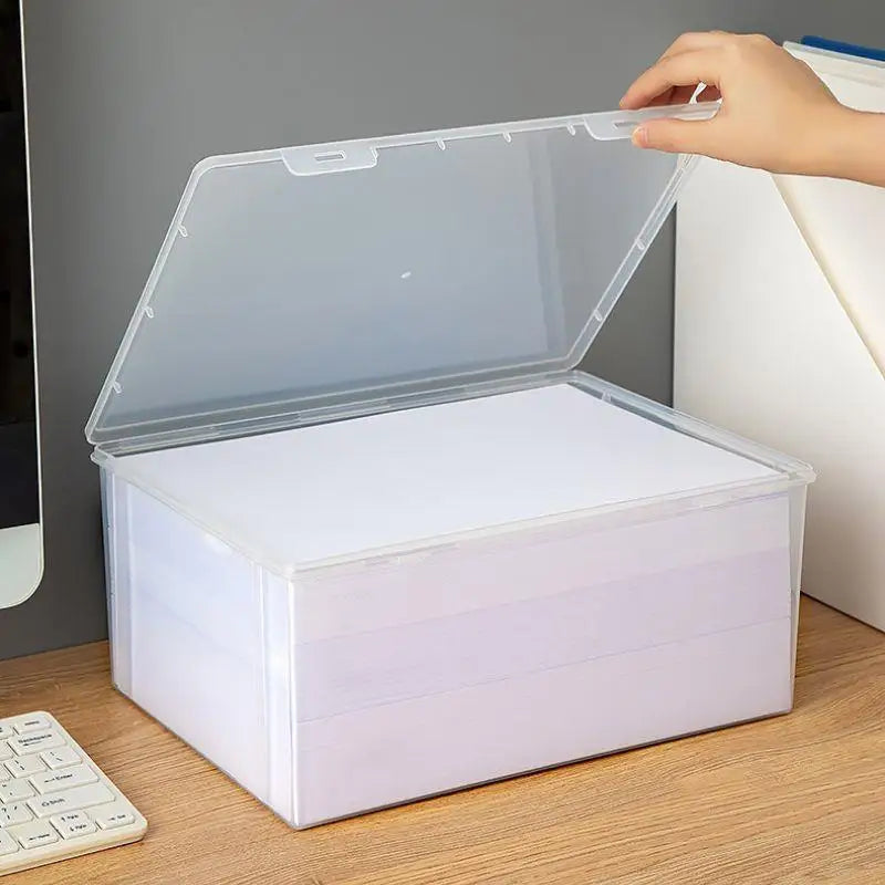 Large Capacity Transparent Plastic Document Storage Box