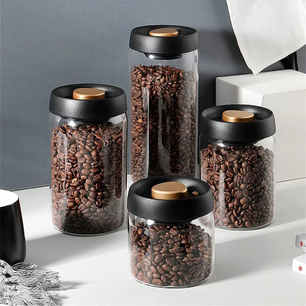 Airtight Vacuum Glass Coffee Storage Jar