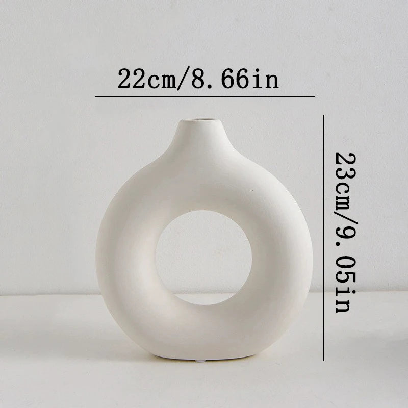 Nordic White Plastic Flower Vase – Modern Decorative Plant Pot for Floral Arrangements