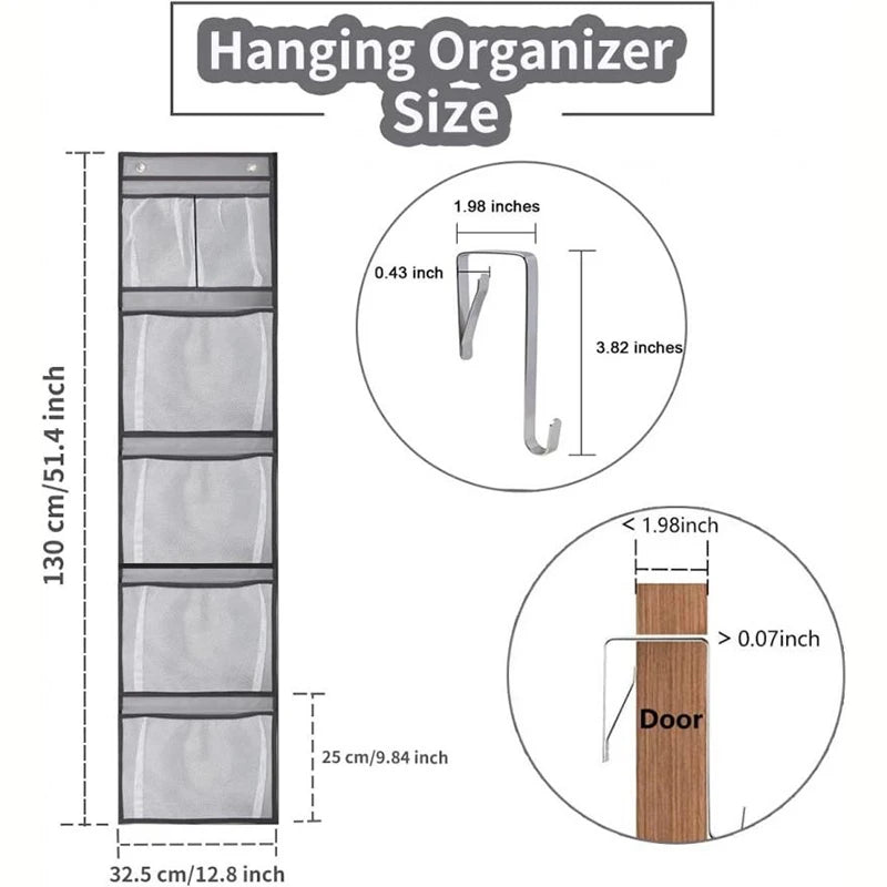 Over-the-Door Hanging Organizer with 5 Pockets – Grey
