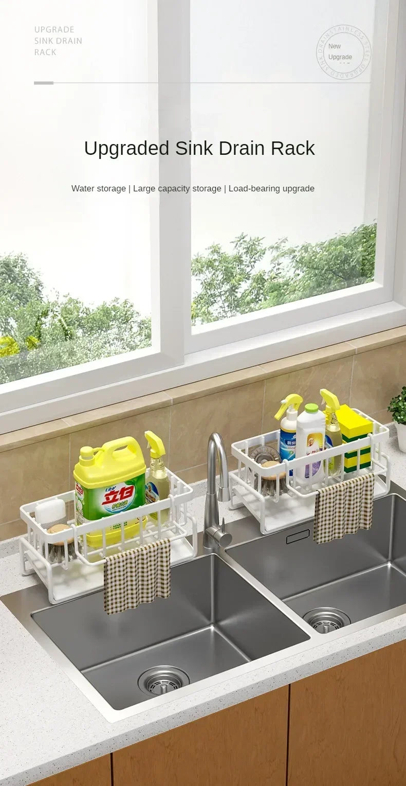 No-Punch Sink Rack – Kitchen Shelf & Drainage Storage Organizer