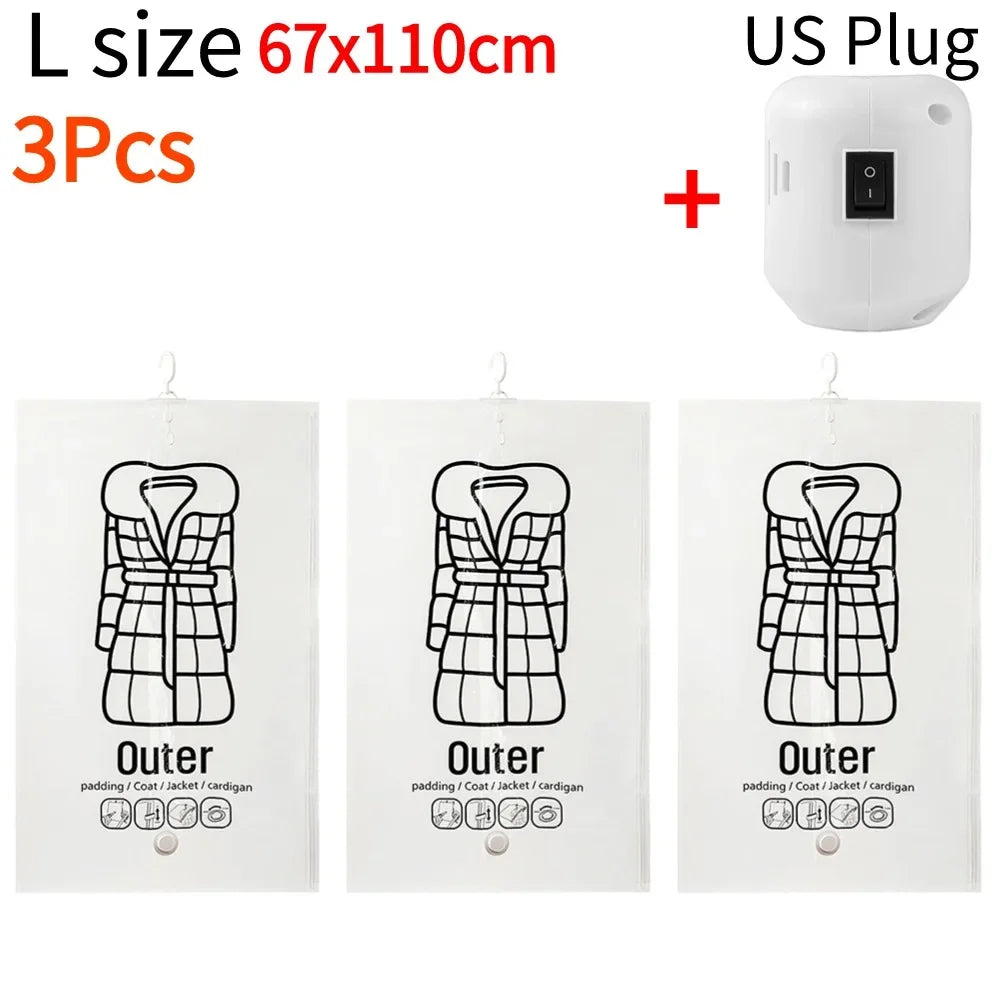 Hanging Transparent Vacuum Storage Bag with Air Pump